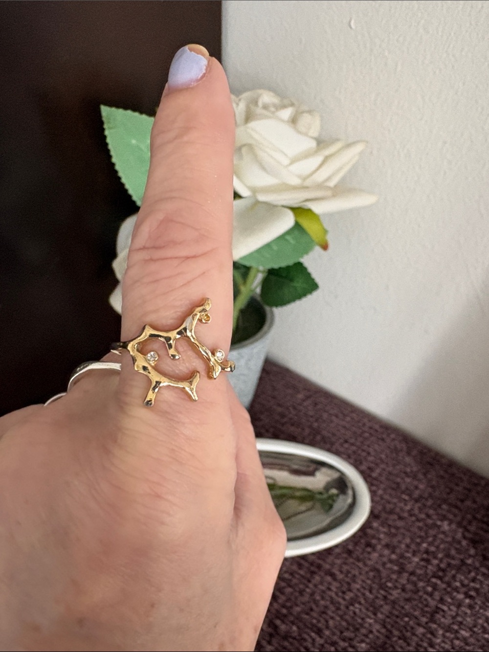 Gold Branch Openwork Statement Ring - Women Jewelry
